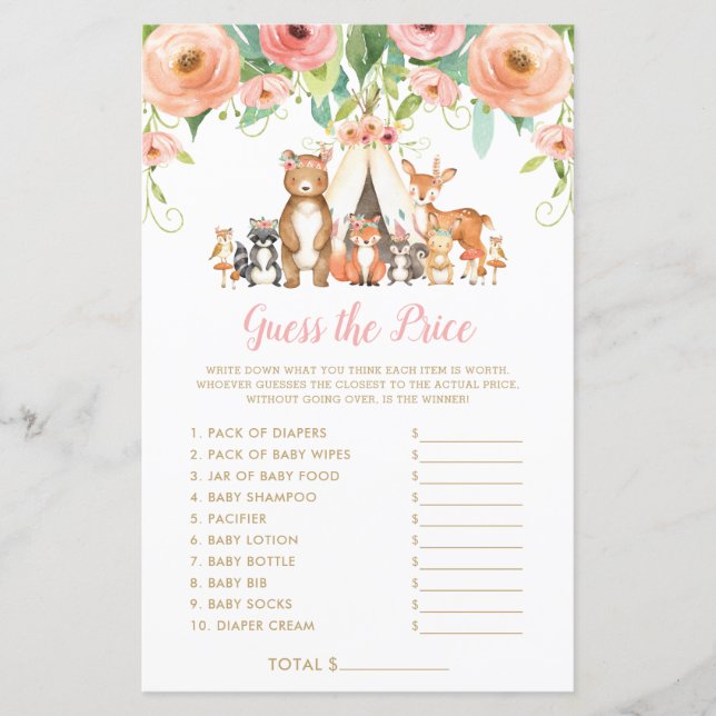 Woodland Animals gissar Prist babystöld (Framsida)