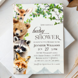 Woodland Animals Greenery Baby Shower Invitation Inbjudningar