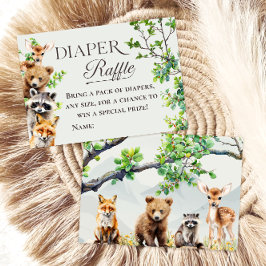 Woodland Animals Greenery Diaper Raffle Card Tilläggskort