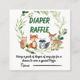 Woodland animals greenery diaper raffle tilläggskort