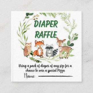 Woodland animals greenery diaper raffle tilläggskort
