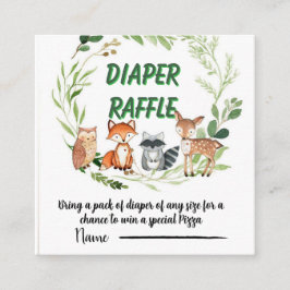 Woodland animals greenery diaper raffle tilläggskort