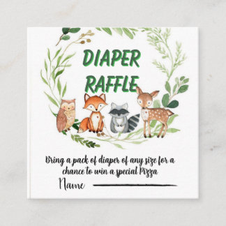 Woodland animals greenery diaper raffle tilläggskort