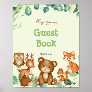 Woodland Animals Greenery Eucalyptus Guest Bok Poster