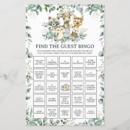 Woodland Animals Greenery Find the Guest Bingo