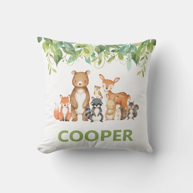 Woodland Animals Greenery Kids Nursery Room Decor Kudde (Framsida)