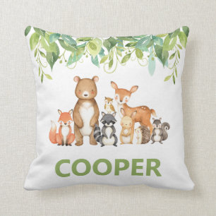 Woodland Animals Greenery Kids Nursery Room Decor Kudde
