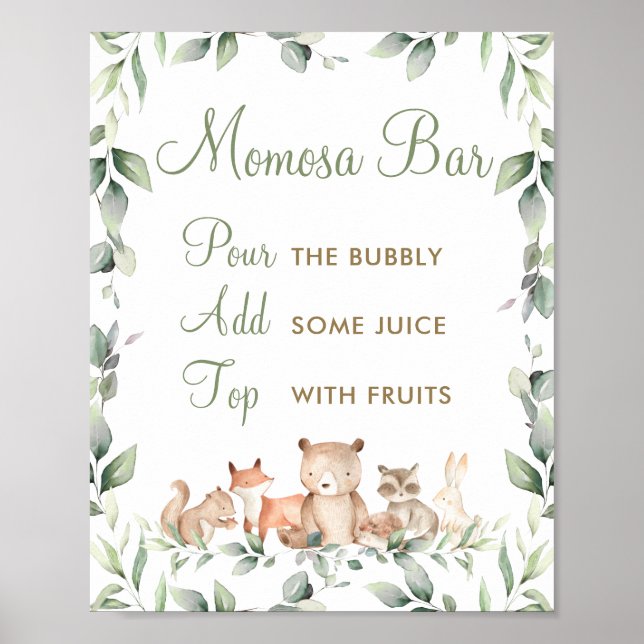 Woodland Animals Greenery Mamma-osa Momosa Pub Poster (Framsidan)
