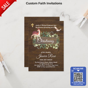 Woodland Animals Hjort Christening Inbjudan Baptis