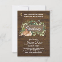 Woodland Animals Hjort Christening Inbjudan Baptis