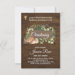 Woodland Animals Hjort Christening Inbjudan Baptis