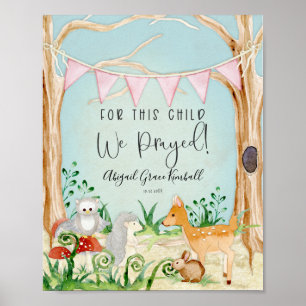 Woodland Animals Hjort Hedgehog Uggla Flicka Poster