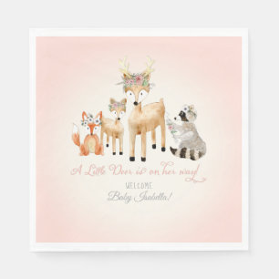 Woodland Animals Hjort Raccoon Fox Boho Baby Showe Pappersservett