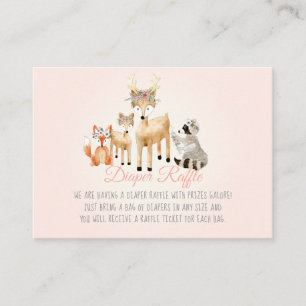 Woodland Animals Hjort Raccoon Fox Diaper Raffle Tilläggskort