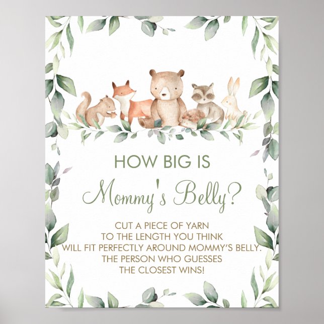 Woodland Animals Hur stor är Mamma Belly Game Poster (Framsidan)