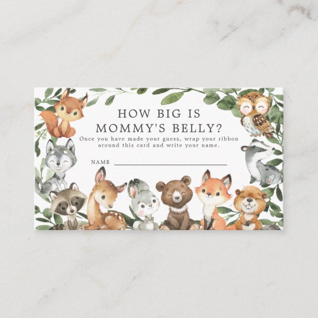 Woodland Animals Hur stor är Mamma Belly Game Tilläggskort (Framsida)