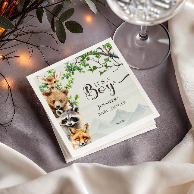 Woodland Animals It’s a Boy Baby Shower Napkins Pappersservett (Skapare uppladdad)