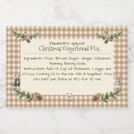 Woodland Animals jul Baking Mix Gingham Mat Etiketter