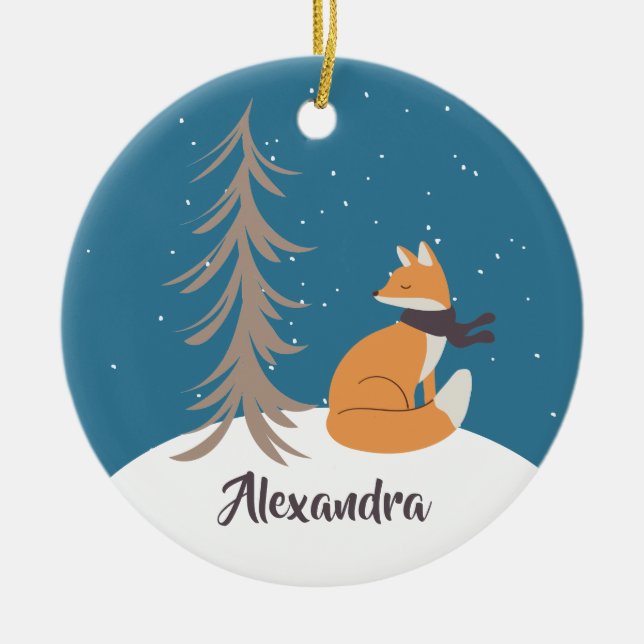 Woodland Animals jul Fox Ceramic Ornament (Framsidan)