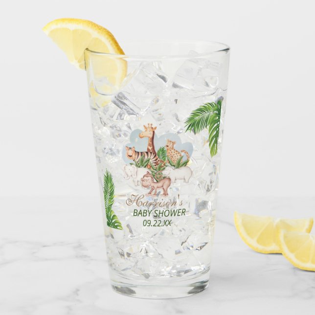 Woodland Animals Jungle Greenery Baby Shower Glaskopp (Framsida Ice)