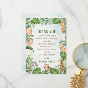 Woodland Animals Jungle Greenery Baby Shower Tack Kort