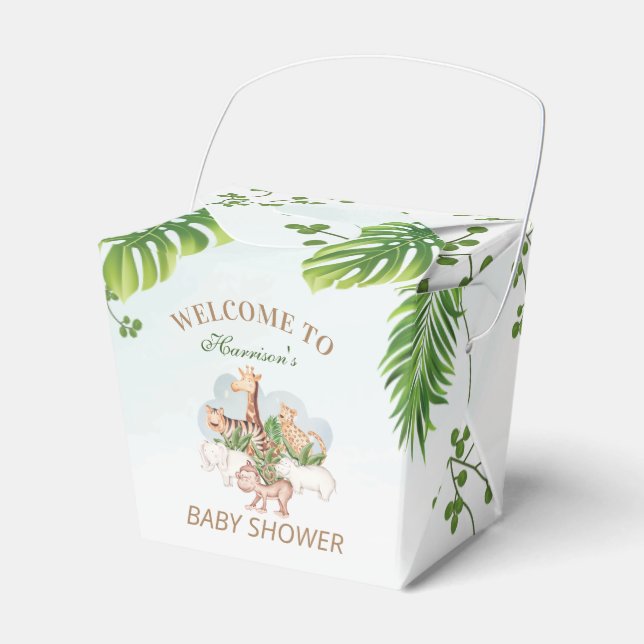 Woodland Animals Jungle Greenery Favor Box Presentaskar (Framsidan Sidan)