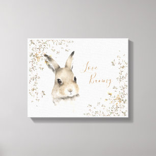 Woodland Animals Kärlek Bunny Blommigt Script Nurs Canvastryck