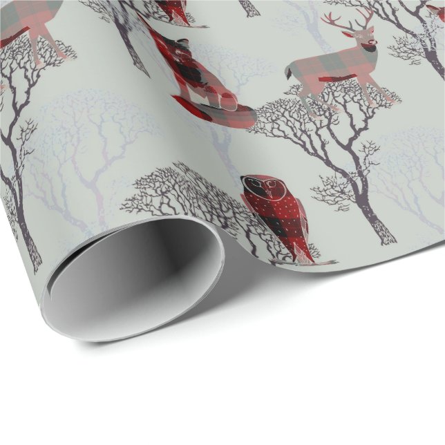 Woodland Animals Lumberjack Buffalo Play Presentpapper (Rullad Hörn)