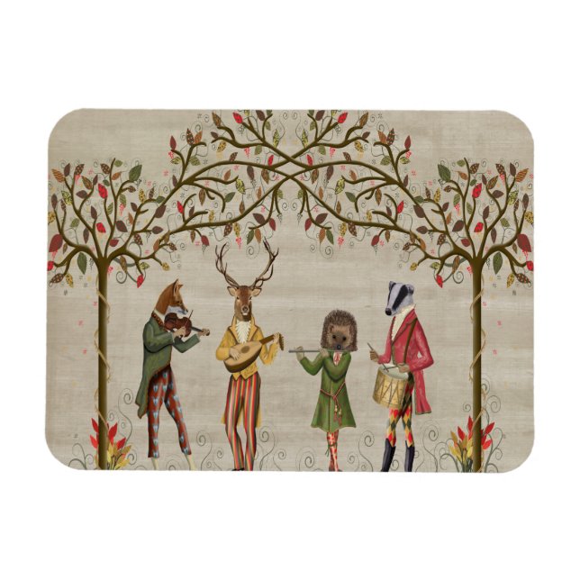 Woodland Animals Minstrel Group Magnet (Horisontell)
