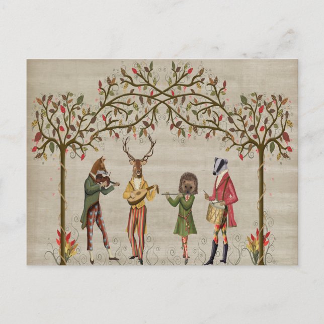 Woodland Animals Minstrel Group Vykort (Framsida)