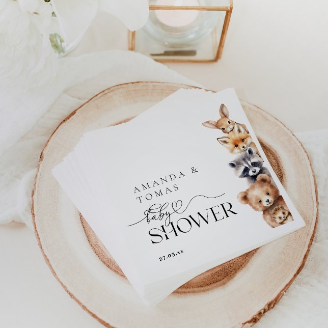 Woodland Animals Modern Baby Shower Pappersservett (Skapare uppladdad)