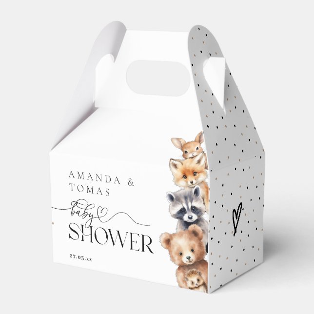 Woodland Animals Modern Baby Shower Presentaskar (Framsidan Sidan)