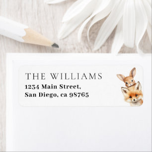 Woodland Animals Modern Baby Shower Returadress Etikett