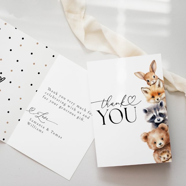 Woodland Animals Modern Baby Shower Tack Kort (Skapare uppladdad)