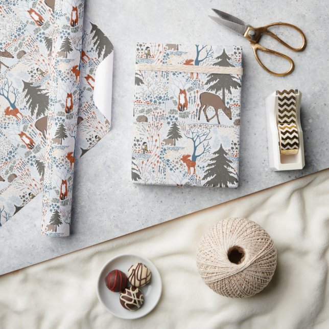 Woodland Animals Mönster Presentpapper (Hantverk)
