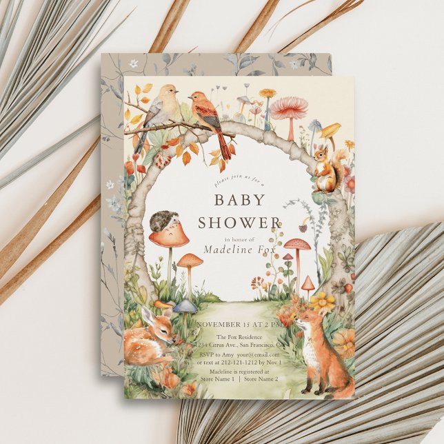 Woodland Animals Mushroom Garden Baby Shower Inbjudningar (Skapare uppladdad)