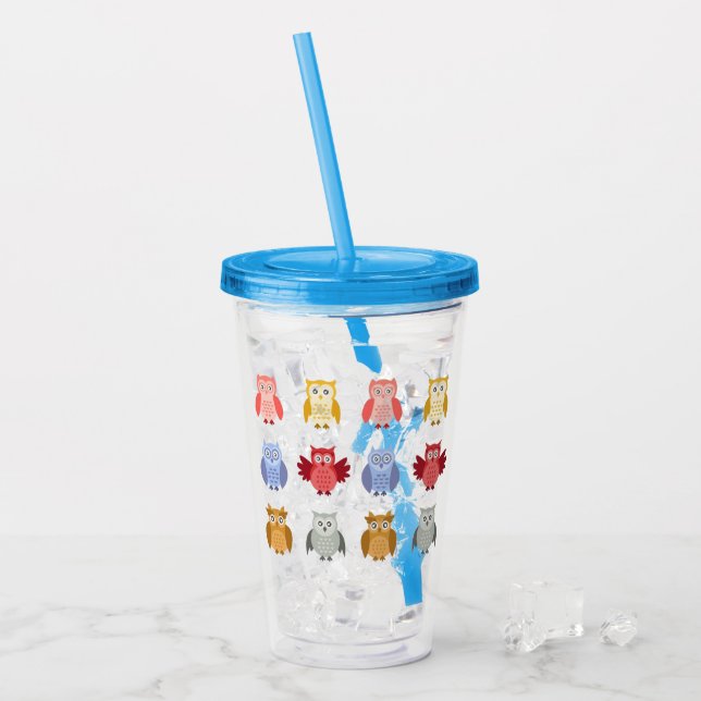 Woodland Animals Namn Modern Uggla Take Away Mugg (Framsida Ice)