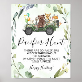 Woodland Animals Nappar Hunt Baby Shower Game Poster
