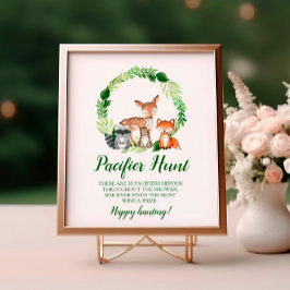 Woodland Animals Nappar Hunt Game Sign Poster