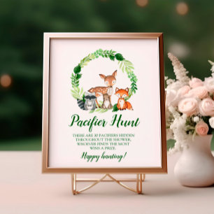 Woodland Animals Nappar Hunt Game Sign Poster
