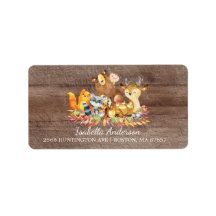Woodland Animals Neutralt Baby Shower Address Labe