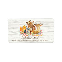 Woodland Animals Neutralt Baby Shower Address Labe