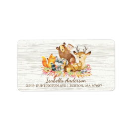 Woodland Animals Neutralt Baby Shower Address Labe Adressetikett