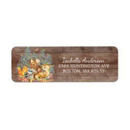 Woodland Animals Neutralt Baby Shower Address Labe Returadress Etikett