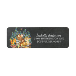 Woodland Animals Neutralt Baby Shower Address Labe Returadress Etikett
