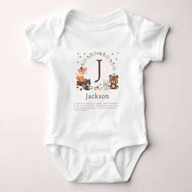 Woodland Animals Nursery Anpassningsbar Monogram T Shirt (Framsida)