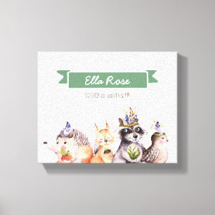 Woodland Animals Nursery Namn Wall Art Canvastryck