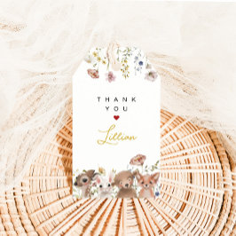 Woodland Animals och Wildblommor Tack Presentetikett