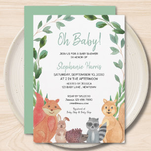 Woodland Animals Oh Baby Baby Shower Inbjudningar
