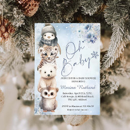 Woodland Animals Oh Baby Winter Baby Shower Inbjudningar